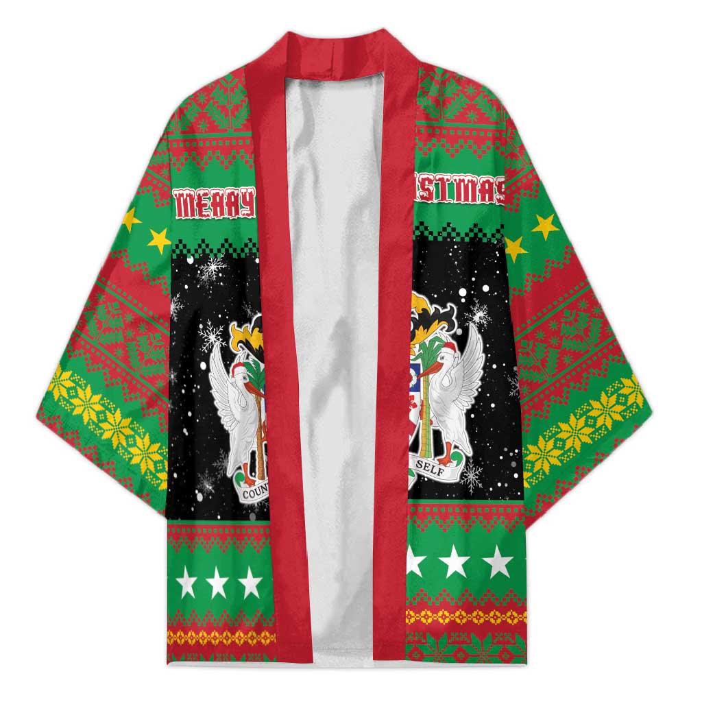 Saint Kitts And Nevis Christmas Kimono Coat Of Arms Xmas Vibe - Wonder Print Shop