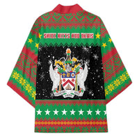 Saint Kitts And Nevis Christmas Kimono Coat Of Arms Xmas Vibe - Wonder Print Shop