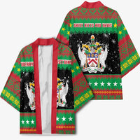 Saint Kitts And Nevis Christmas Kimono Coat Of Arms Xmas Vibe - Wonder Print Shop