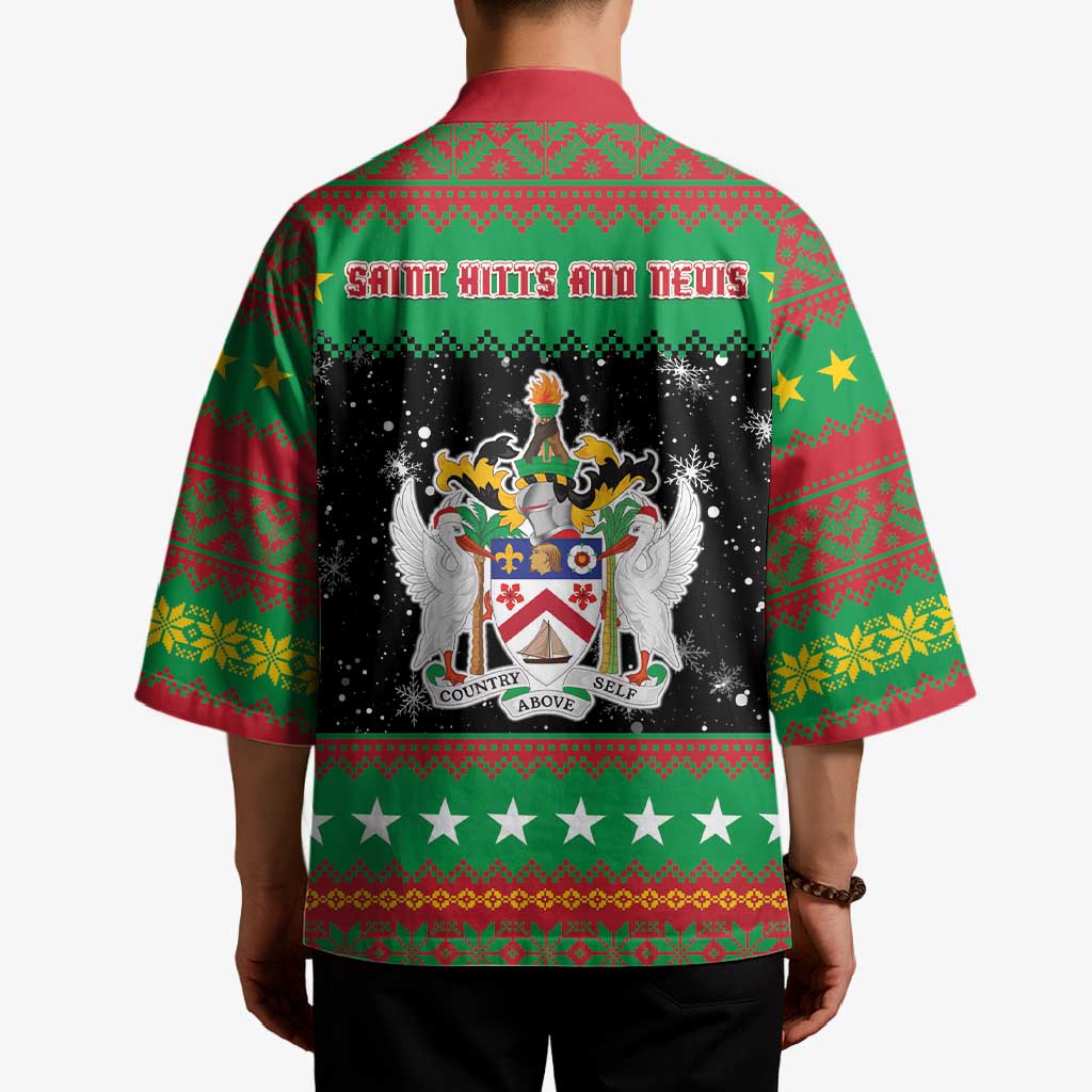 Saint Kitts And Nevis Christmas Kimono Coat Of Arms Xmas Vibe - Wonder Print Shop
