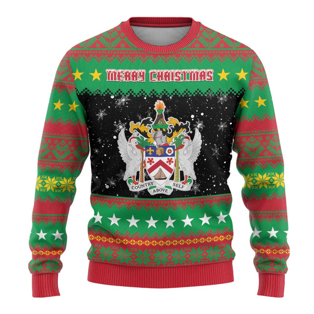 Saint Kitts And Nevis Christmas Ugly Christmas Sweater Coat Of Arms Xmas Vibe - Wonder Print Shop
