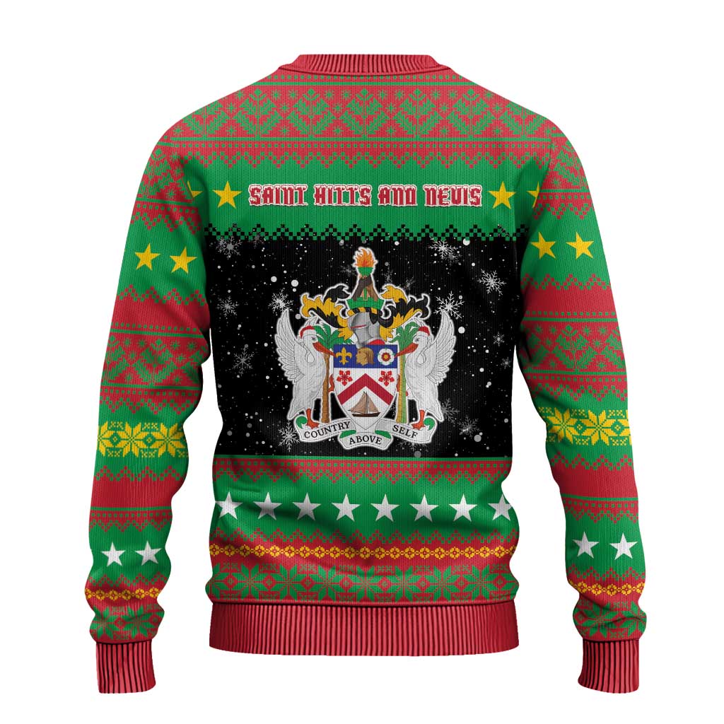 Saint Kitts And Nevis Christmas Ugly Christmas Sweater Coat Of Arms Xmas Vibe - Wonder Print Shop