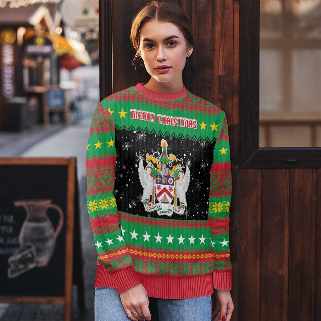 Saint Kitts And Nevis Christmas Ugly Christmas Sweater Coat Of Arms Xmas Vibe - Wonder Print Shop