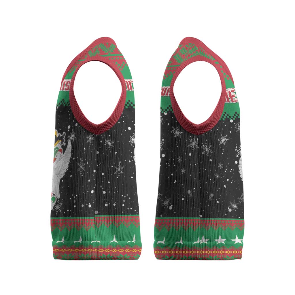 Saint Kitts And Nevis Christmas Knitted V-Neck Vest Coat Of Arms Xmas Vibe - Wonder Print Shop