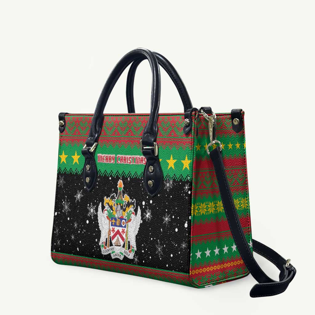 Saint Kitts And Nevis Christmas Leather Bag Coat Of Arms Xmas Vibe - Wonder Print Shop