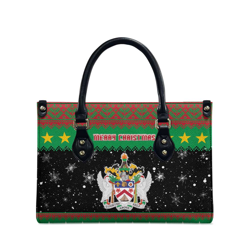 Saint Kitts And Nevis Christmas Leather Bag Coat Of Arms Xmas Vibe - Wonder Print Shop