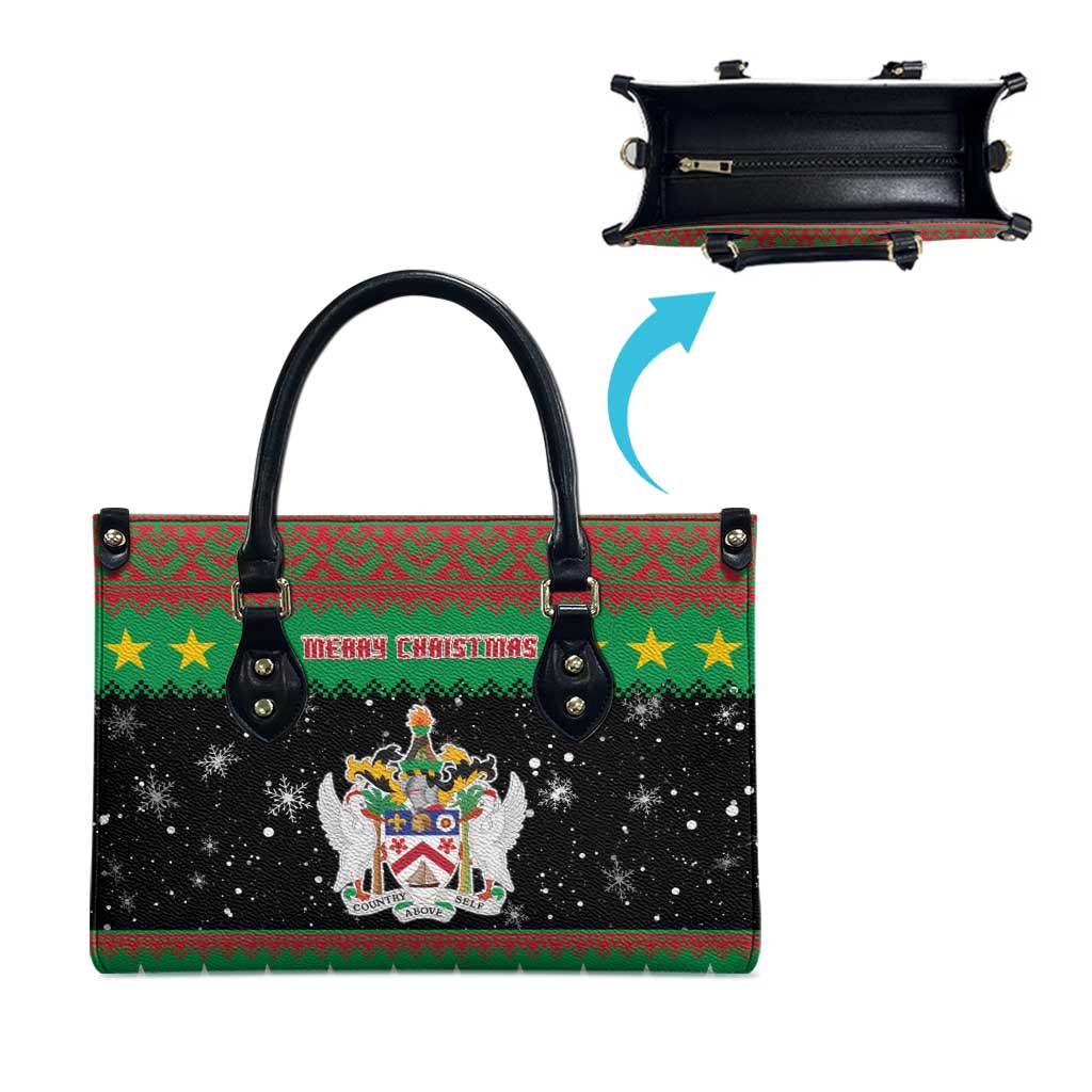 Saint Kitts And Nevis Christmas Leather Bag Coat Of Arms Xmas Vibe - Wonder Print Shop
