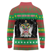Saint Kitts And Nevis Christmas Long Sleeve Polo Shirt Coat Of Arms Xmas Vibe - Wonder Print Shop