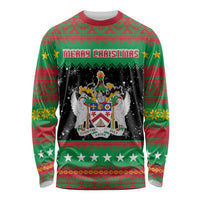 Saint Kitts And Nevis Christmas Long Sleeve Shirt Coat Of Arms Xmas Vibe - Wonder Print Shop