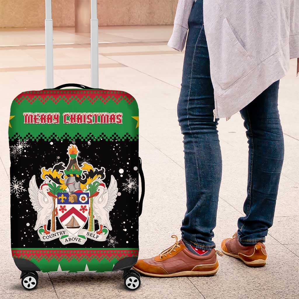 Saint Kitts And Nevis Christmas Luggage Cover Coat Of Arms Xmas Vibe - Wonder Print Shop