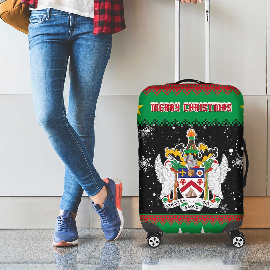 Saint Kitts And Nevis Christmas Luggage Cover Coat Of Arms Xmas Vibe - Wonder Print Shop