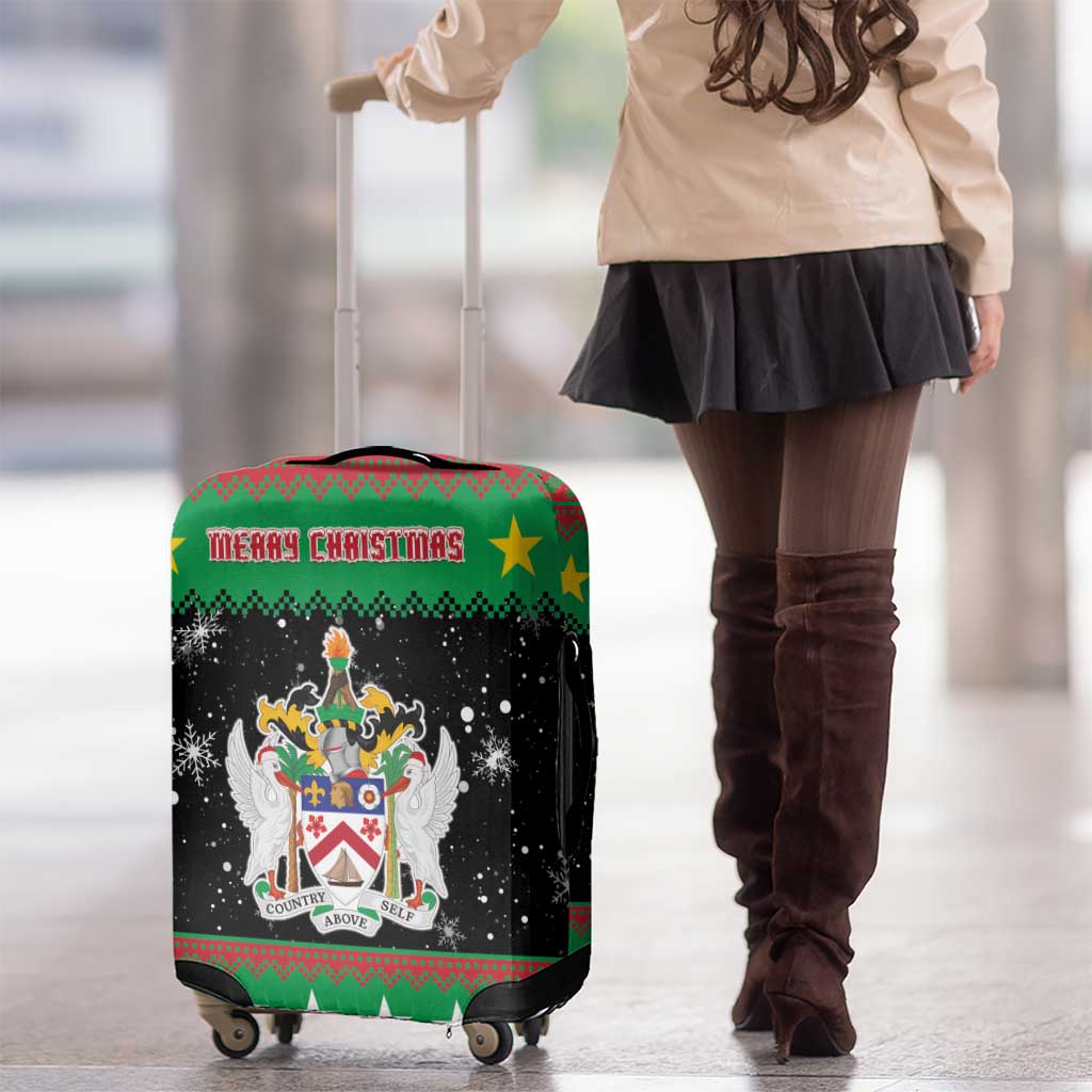 Saint Kitts And Nevis Christmas Luggage Cover Coat Of Arms Xmas Vibe - Wonder Print Shop