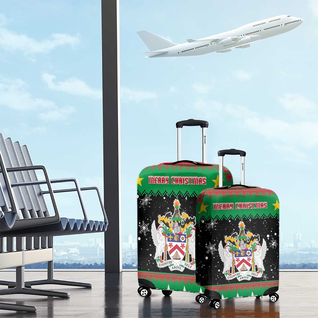 Saint Kitts And Nevis Christmas Luggage Cover Coat Of Arms Xmas Vibe - Wonder Print Shop