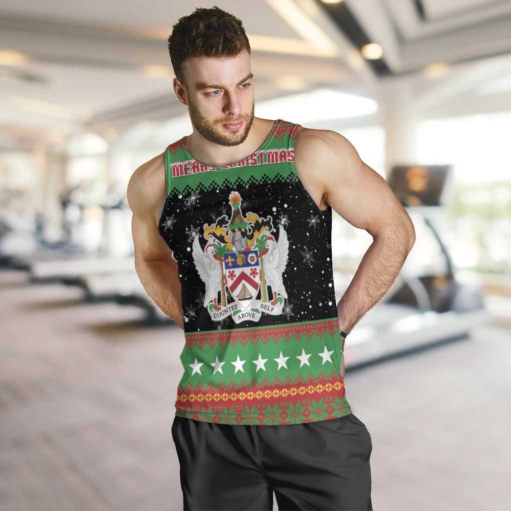 Saint Kitts And Nevis Christmas Men Tank Top Coat Of Arms Xmas Vibe - Wonder Print Shop