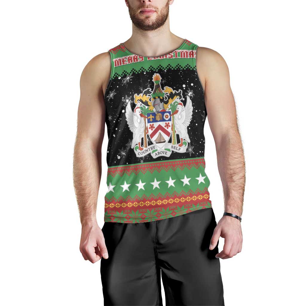 Saint Kitts And Nevis Christmas Men Tank Top Coat Of Arms Xmas Vibe - Wonder Print Shop