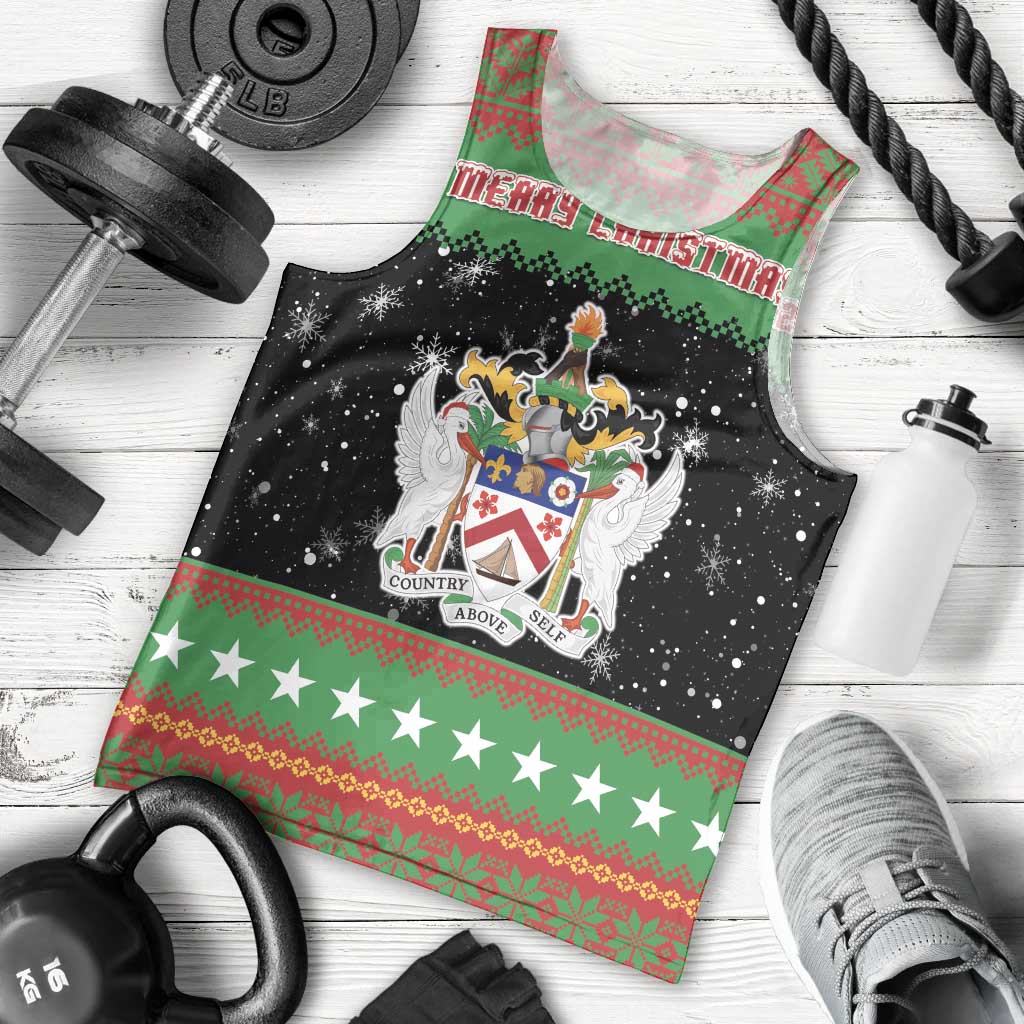 Saint Kitts And Nevis Christmas Men Tank Top Coat Of Arms Xmas Vibe - Wonder Print Shop