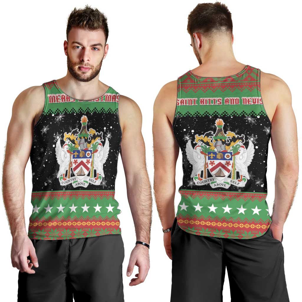 Saint Kitts And Nevis Christmas Men Tank Top Coat Of Arms Xmas Vibe - Wonder Print Shop