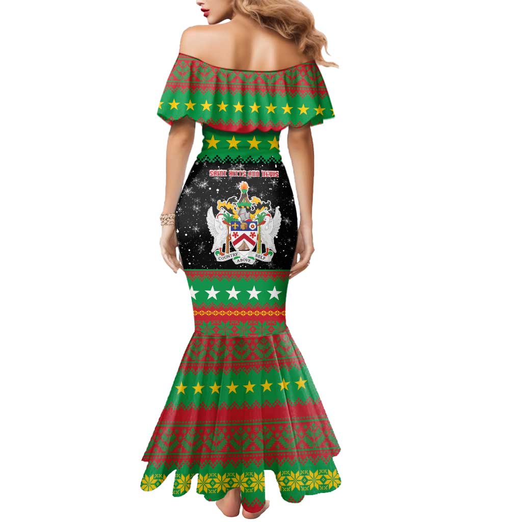 Saint Kitts And Nevis Christmas Mermaid Dress Coat Of Arms Xmas Vibe - Wonder Print Shop