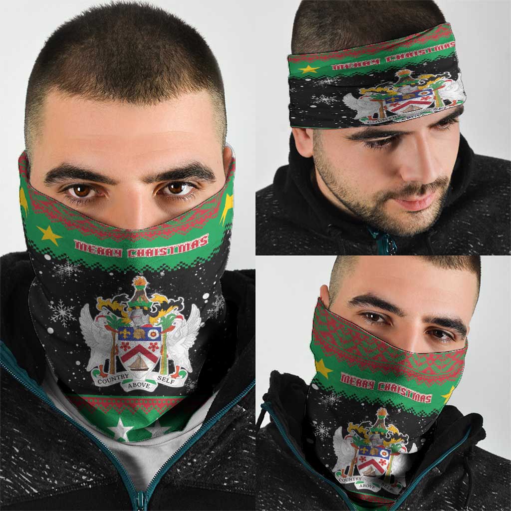 Saint Kitts And Nevis Christmas Neck Gaiter Coat Of Arms Xmas Vibe - Wonder Print Shop
