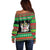 Saint Kitts And Nevis Christmas Off Shoulder Sweater Coat Of Arms Xmas Vibe - Wonder Print Shop
