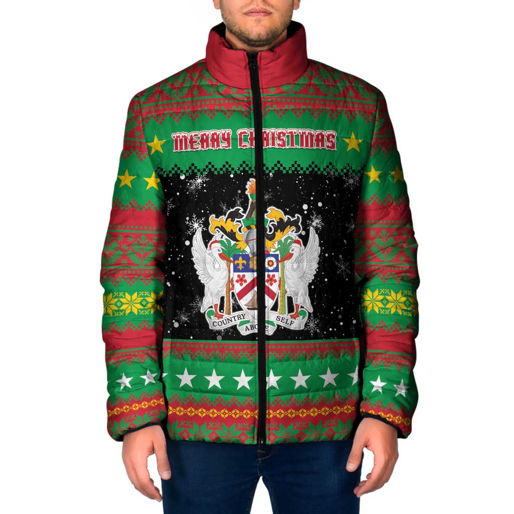 Saint Kitts And Nevis Christmas Padded Jacket Coat Of Arms Xmas Vibe - Wonder Print Shop