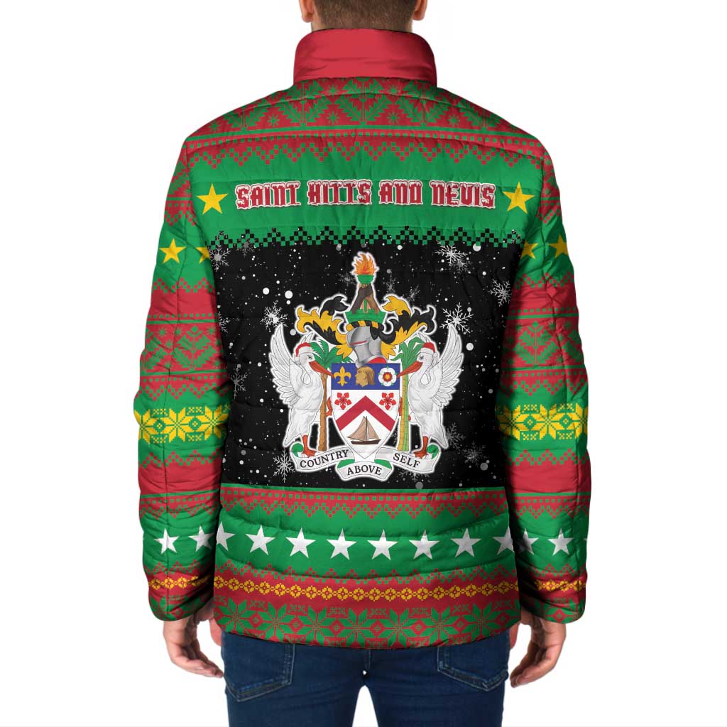 Saint Kitts And Nevis Christmas Padded Jacket Coat Of Arms Xmas Vibe - Wonder Print Shop
