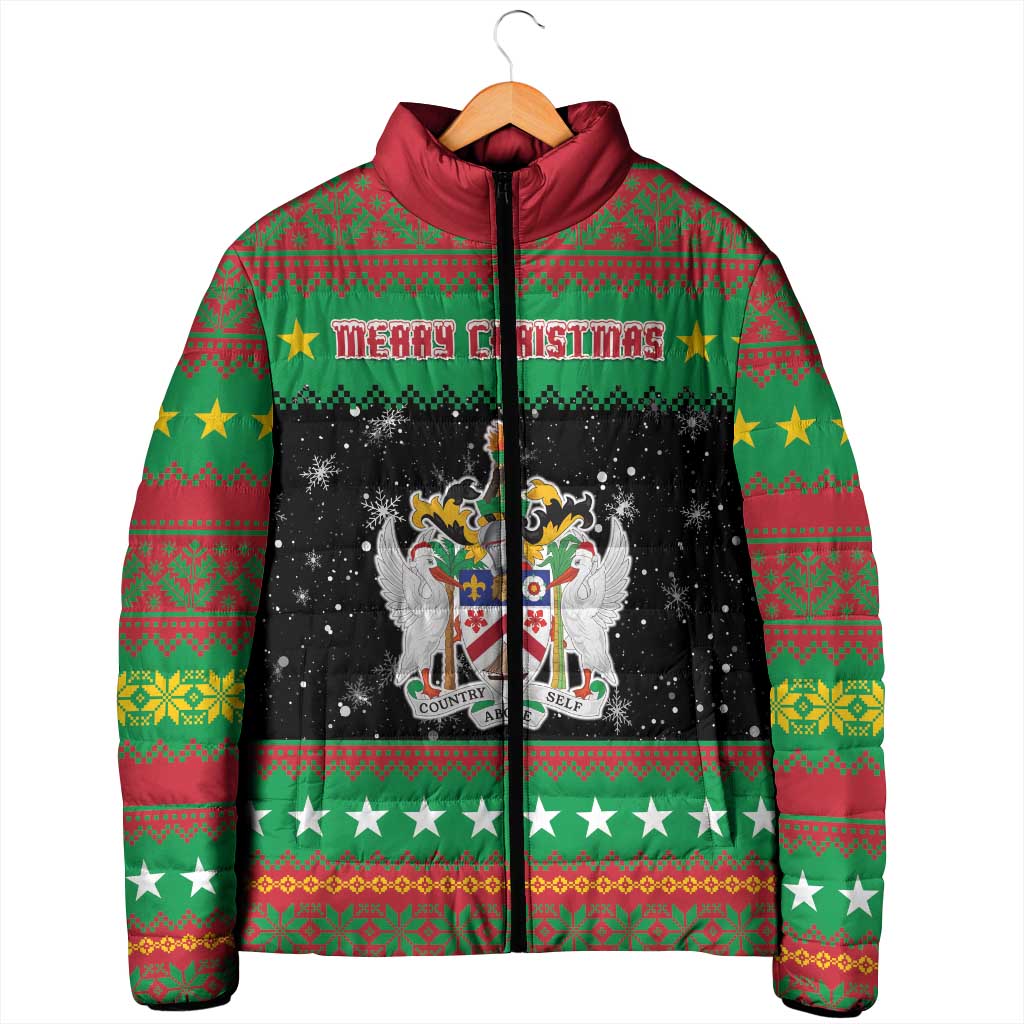 Saint Kitts And Nevis Christmas Padded Jacket Coat Of Arms Xmas Vibe - Wonder Print Shop