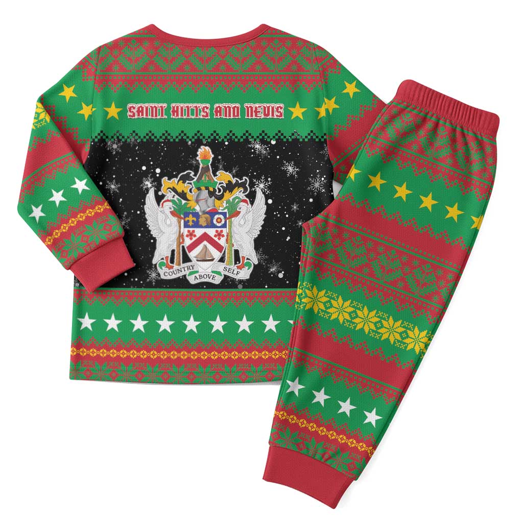 Saint Kitts And Nevis Christmas Pajama Set Coat Of Arms Xmas Vibe - Wonder Print Shop