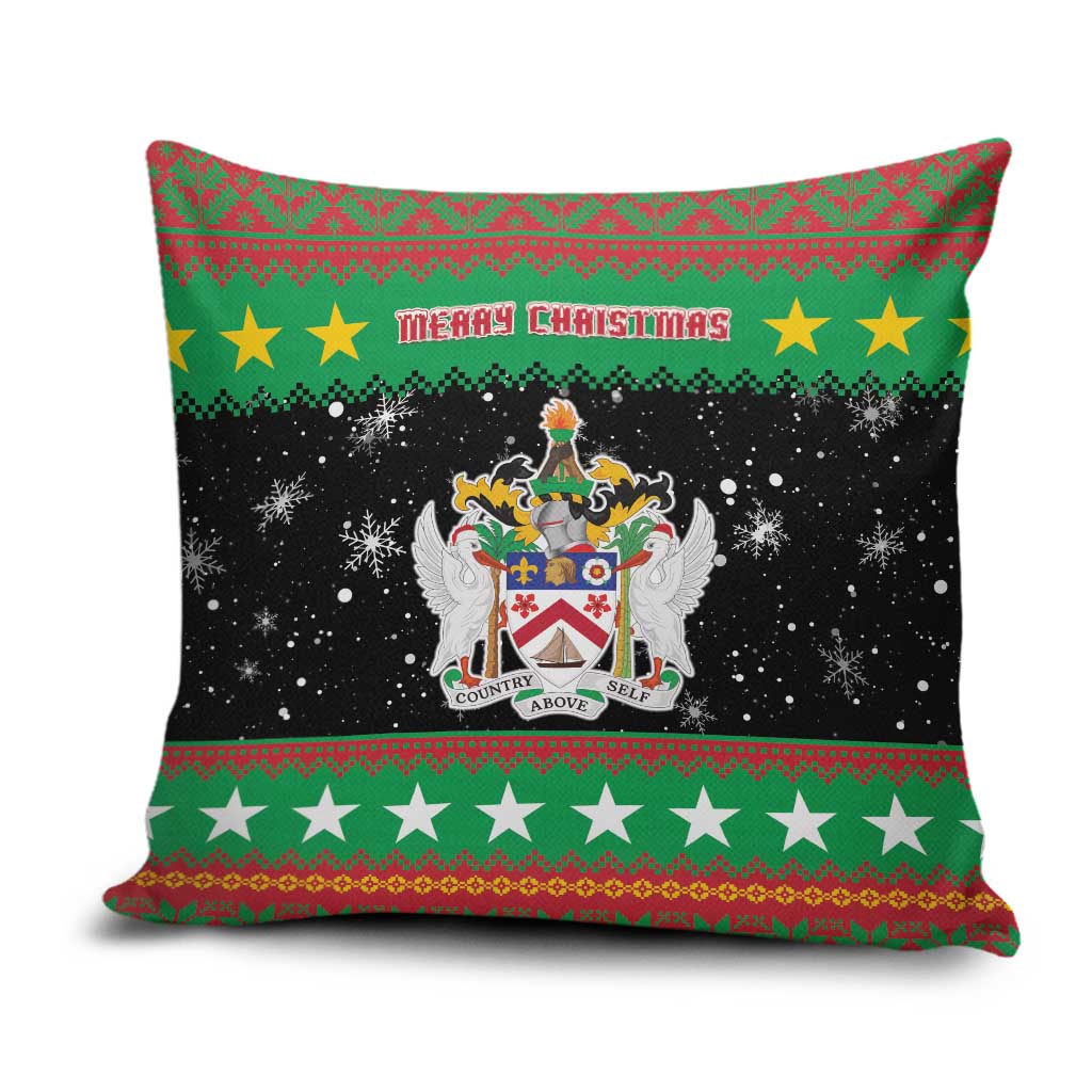 Saint Kitts And Nevis Christmas Pillow Cover Coat Of Arms Xmas Vibe - Wonder Print Shop