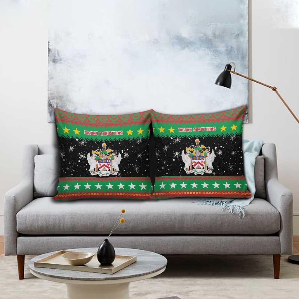 Saint Kitts And Nevis Christmas Pillow Cover Coat Of Arms Xmas Vibe - Wonder Print Shop