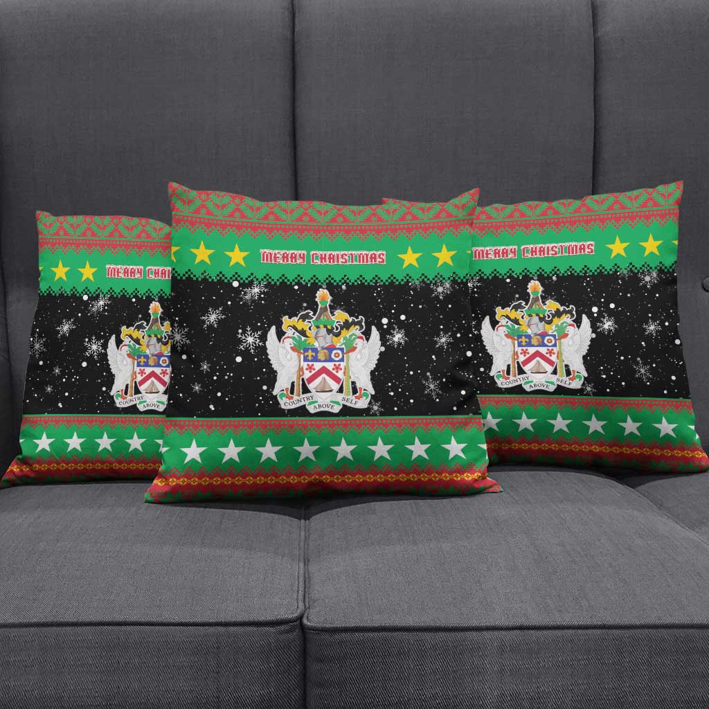 Saint Kitts And Nevis Christmas Pillow Cover Coat Of Arms Xmas Vibe - Wonder Print Shop
