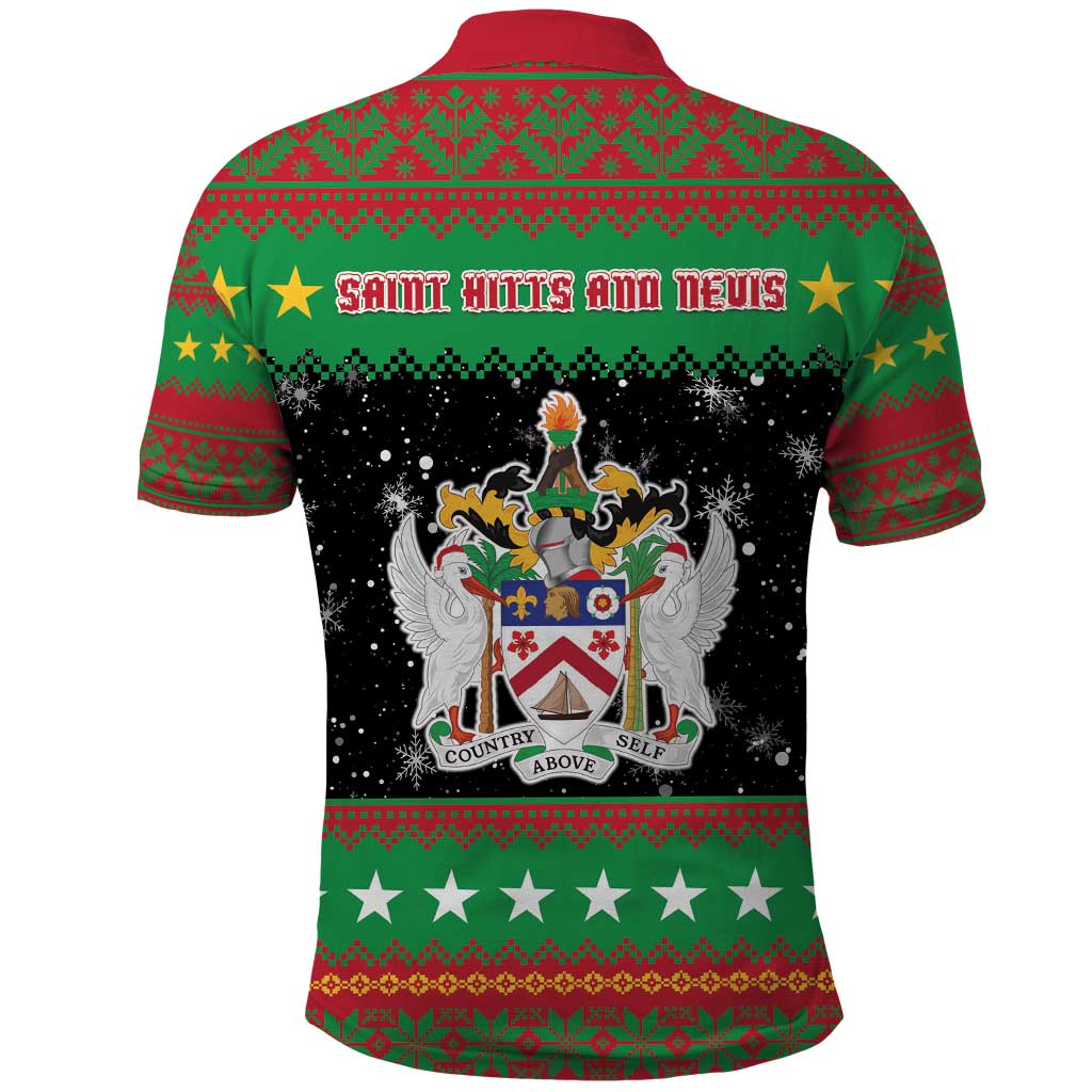 Saint Kitts And Nevis Christmas Polo Shirt Coat Of Arms Xmas Vibe - Wonder Print Shop