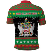 Saint Kitts And Nevis Christmas Polo Shirt Coat Of Arms Xmas Vibe - Wonder Print Shop