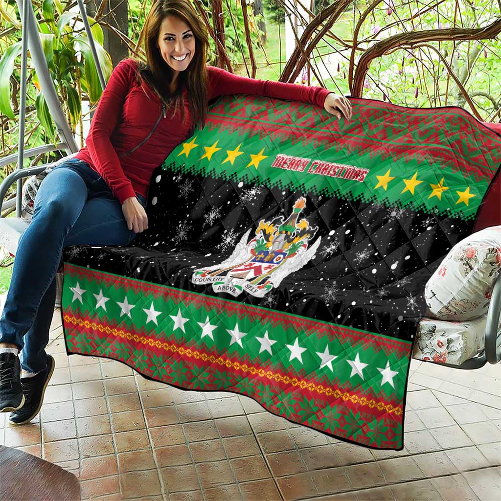 Saint Kitts And Nevis Christmas Quilt Coat Of Arms Xmas Vibe - Wonder Print Shop