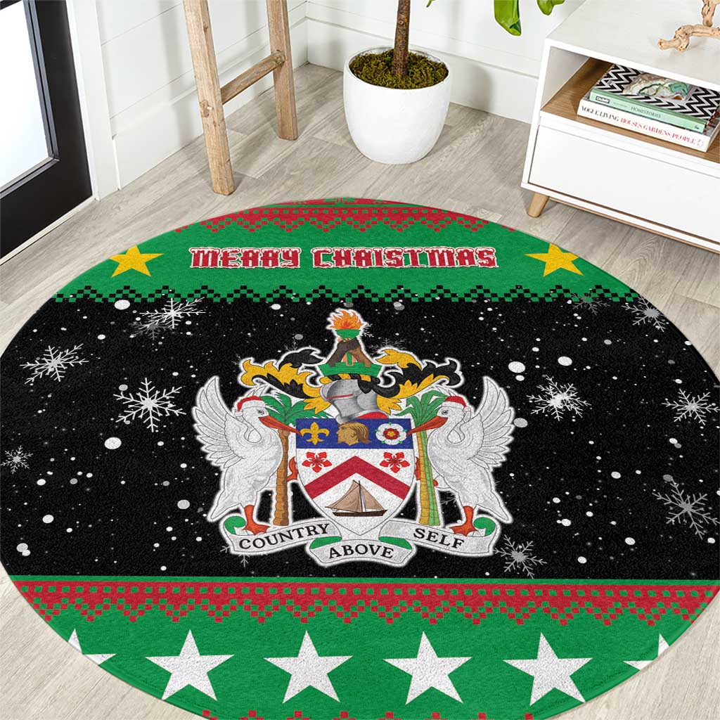 Saint Kitts And Nevis Christmas Round Carpet Coat Of Arms Xmas Vibe - Wonder Print Shop
