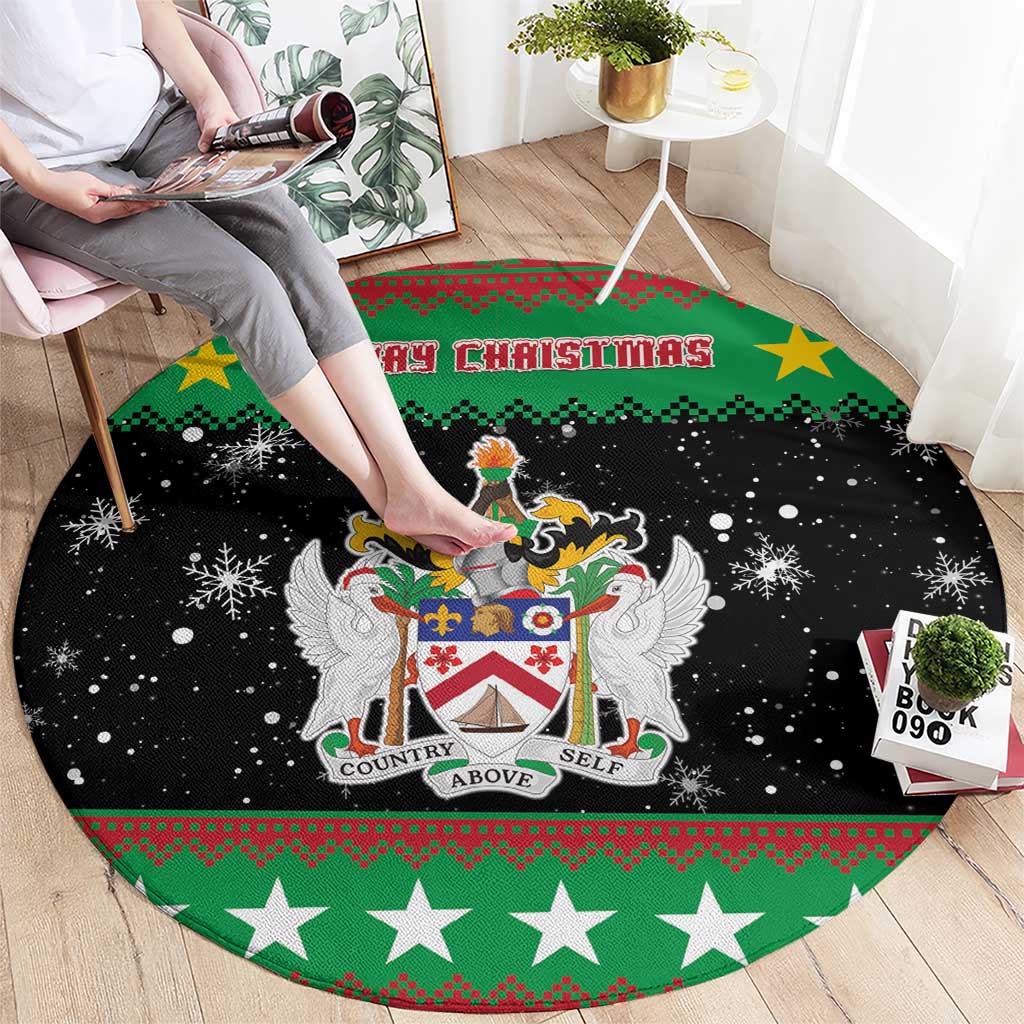 Saint Kitts And Nevis Christmas Round Carpet Coat Of Arms Xmas Vibe - Wonder Print Shop