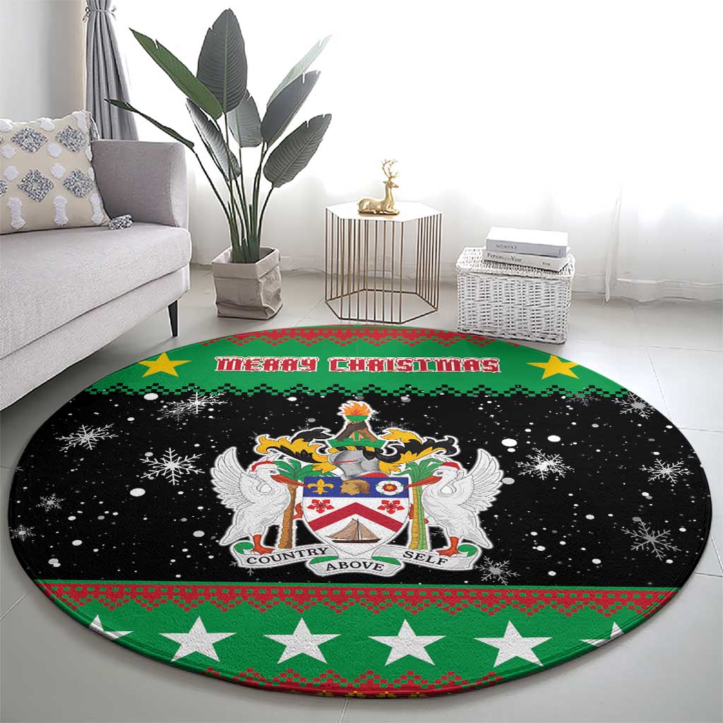 Saint Kitts And Nevis Christmas Round Carpet Coat Of Arms Xmas Vibe - Wonder Print Shop