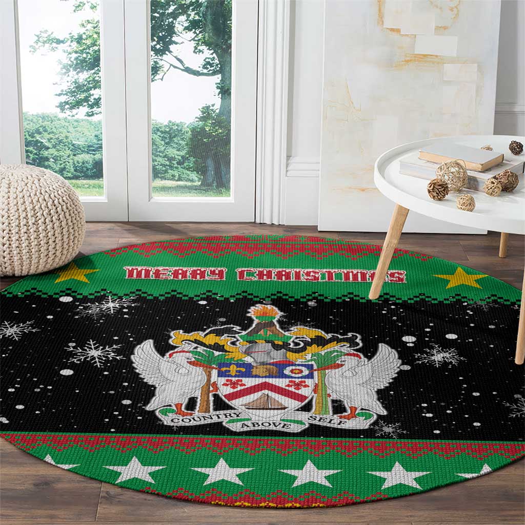 Saint Kitts And Nevis Christmas Round Carpet Coat Of Arms Xmas Vibe - Wonder Print Shop