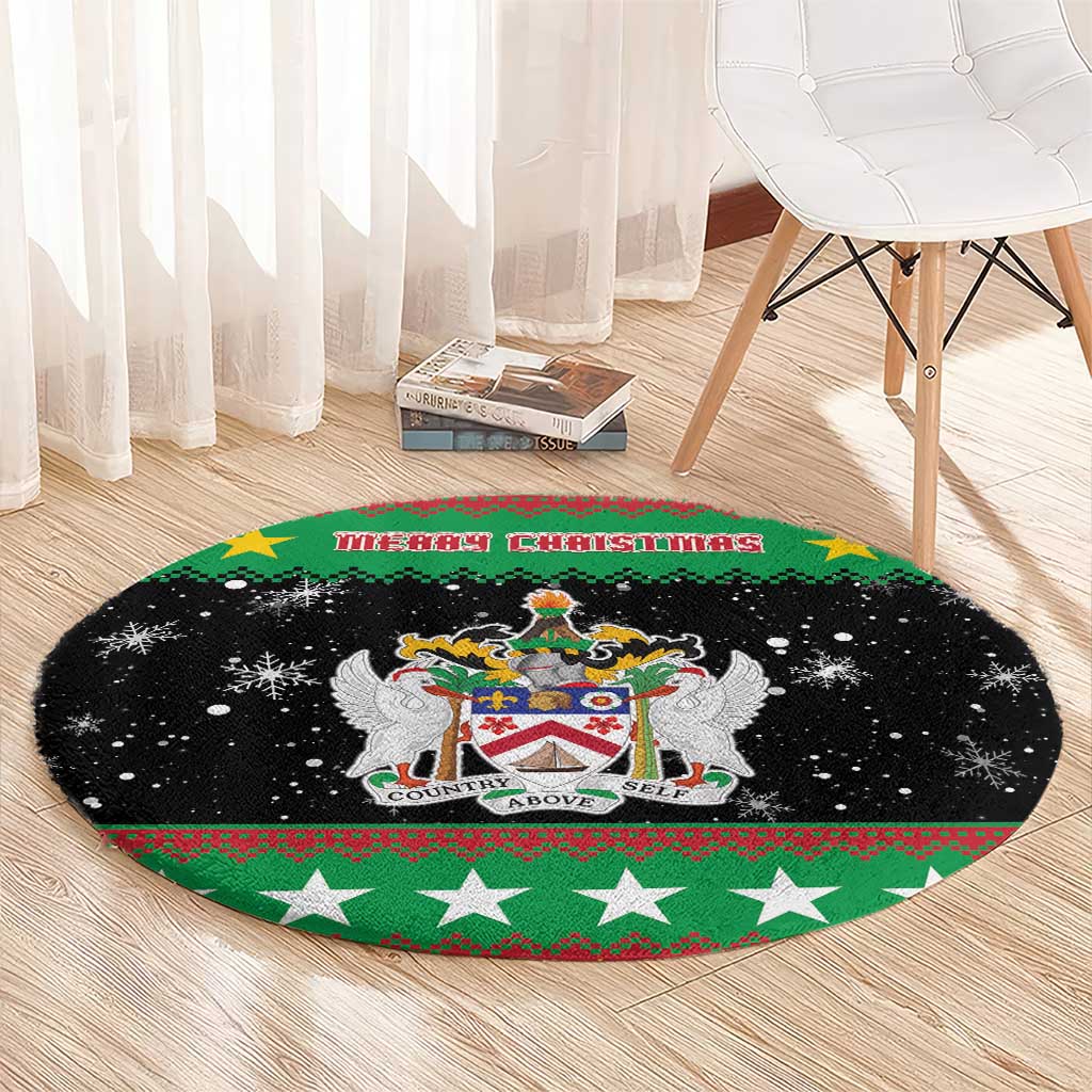 Saint Kitts And Nevis Christmas Round Carpet Coat Of Arms Xmas Vibe - Wonder Print Shop