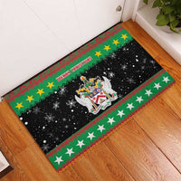 Saint Kitts And Nevis Christmas Rubber Doormat Coat Of Arms Xmas Vibe - Wonder Print Shop