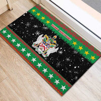 Saint Kitts And Nevis Christmas Rubber Doormat Coat Of Arms Xmas Vibe - Wonder Print Shop