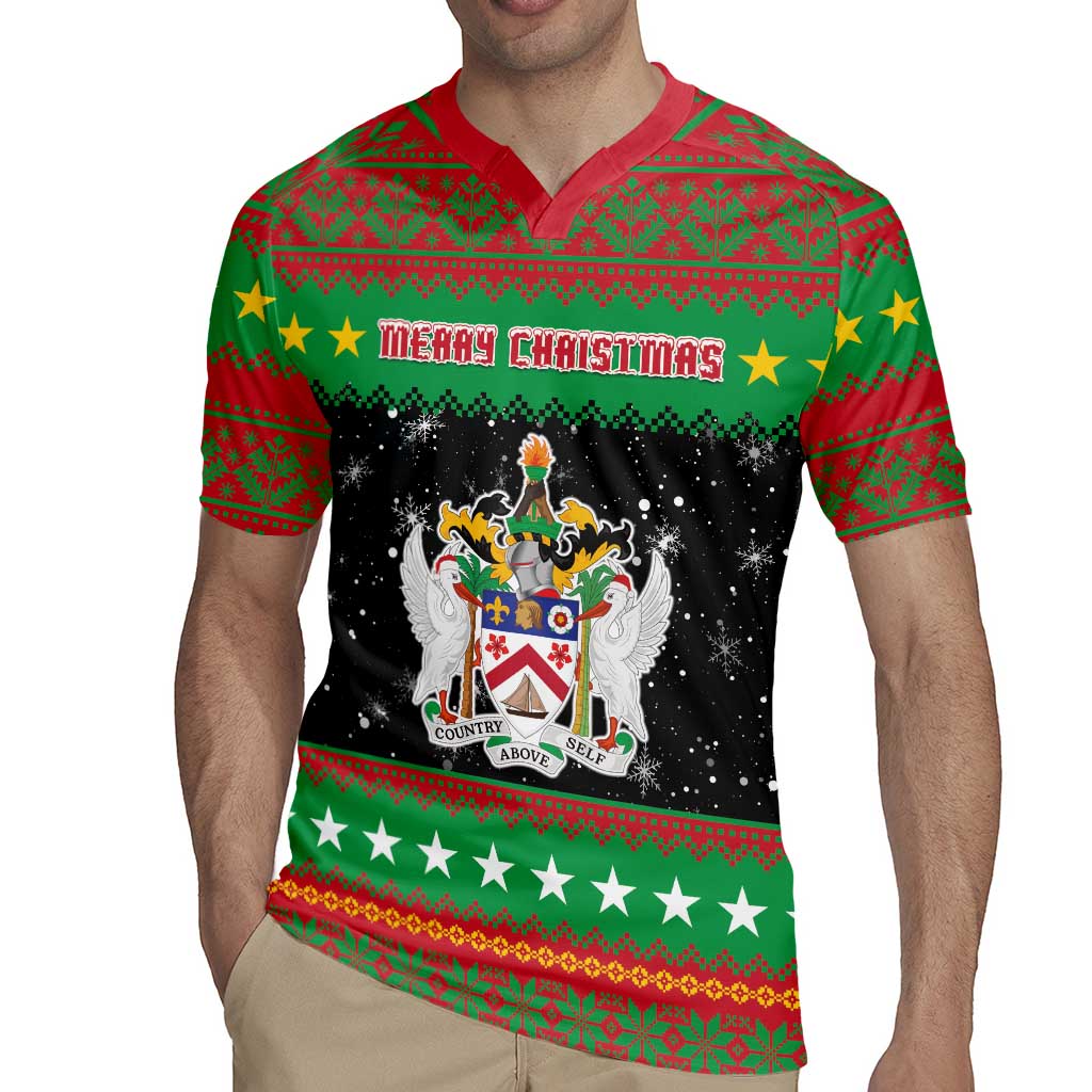 Saint Kitts And Nevis Christmas Rugby Jersey Coat Of Arms Xmas Vibe - Wonder Print Shop
