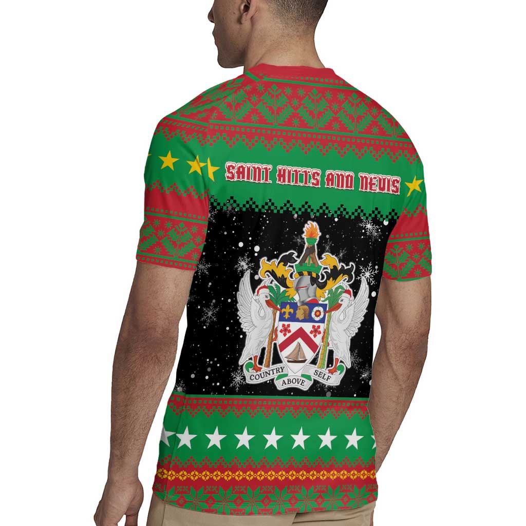Saint Kitts And Nevis Christmas Rugby Jersey Coat Of Arms Xmas Vibe - Wonder Print Shop