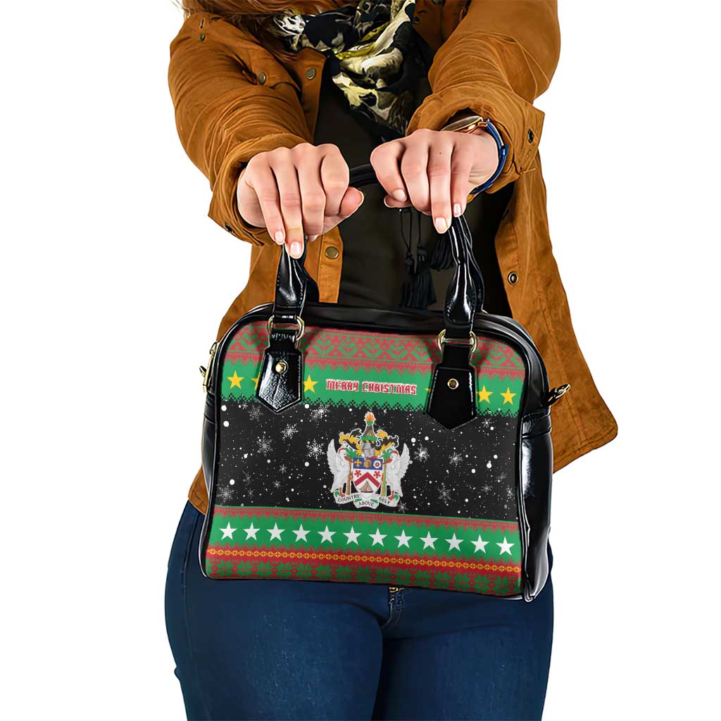 Saint Kitts And Nevis Christmas Shoulder Handbag Coat Of Arms Xmas Vibe - Wonder Print Shop