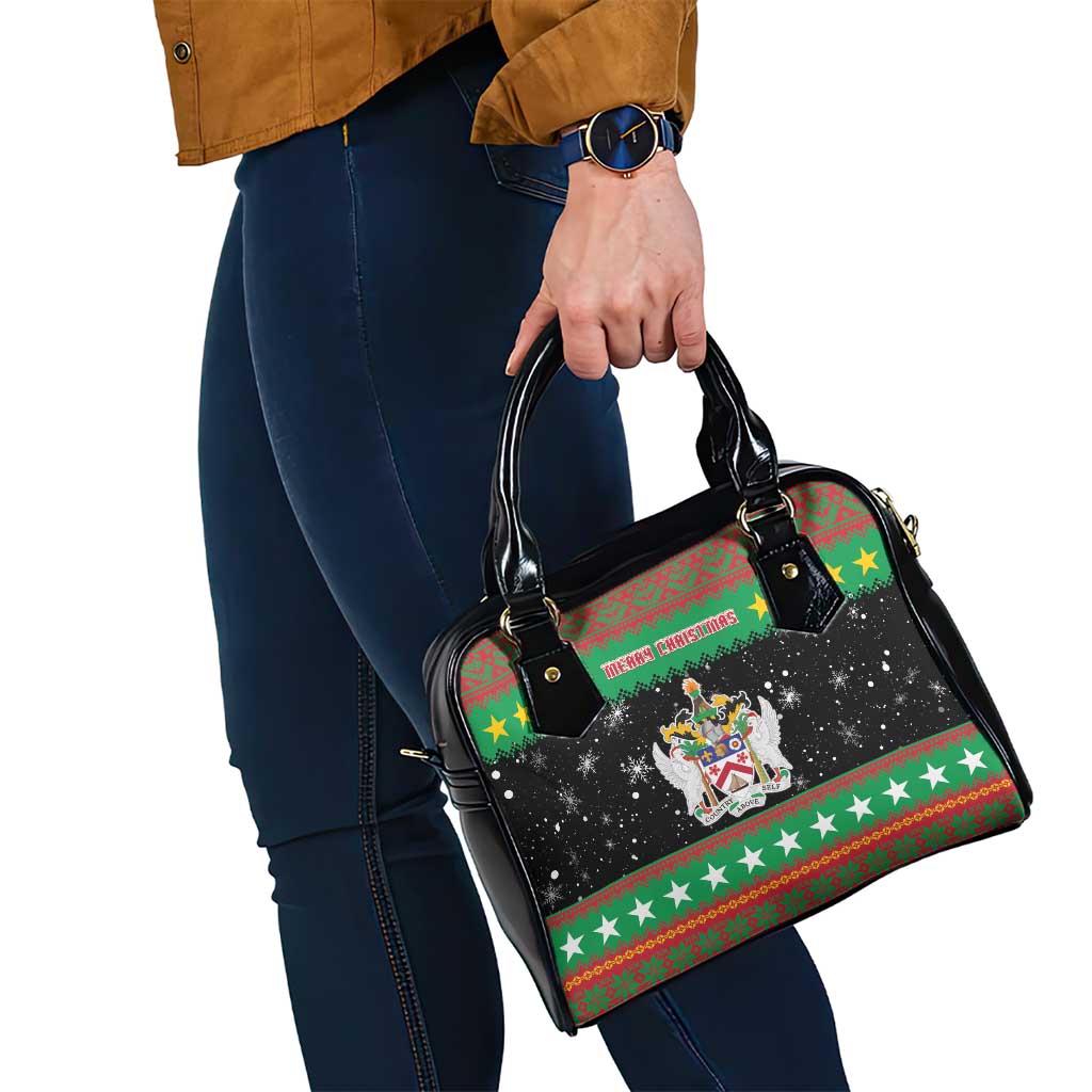 Saint Kitts And Nevis Christmas Shoulder Handbag Coat Of Arms Xmas Vibe - Wonder Print Shop