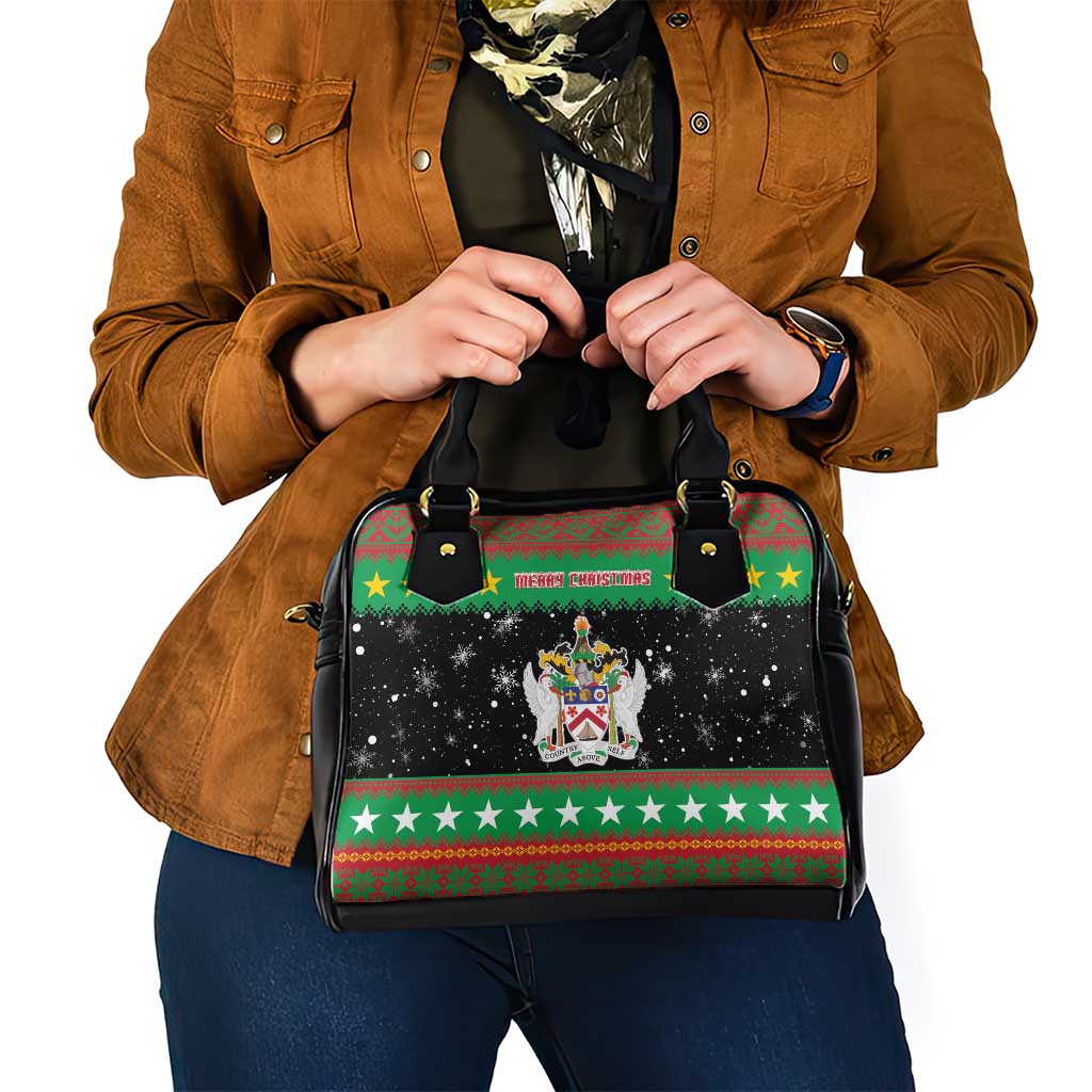 Saint Kitts And Nevis Christmas Shoulder Handbag Coat Of Arms Xmas Vibe - Wonder Print Shop