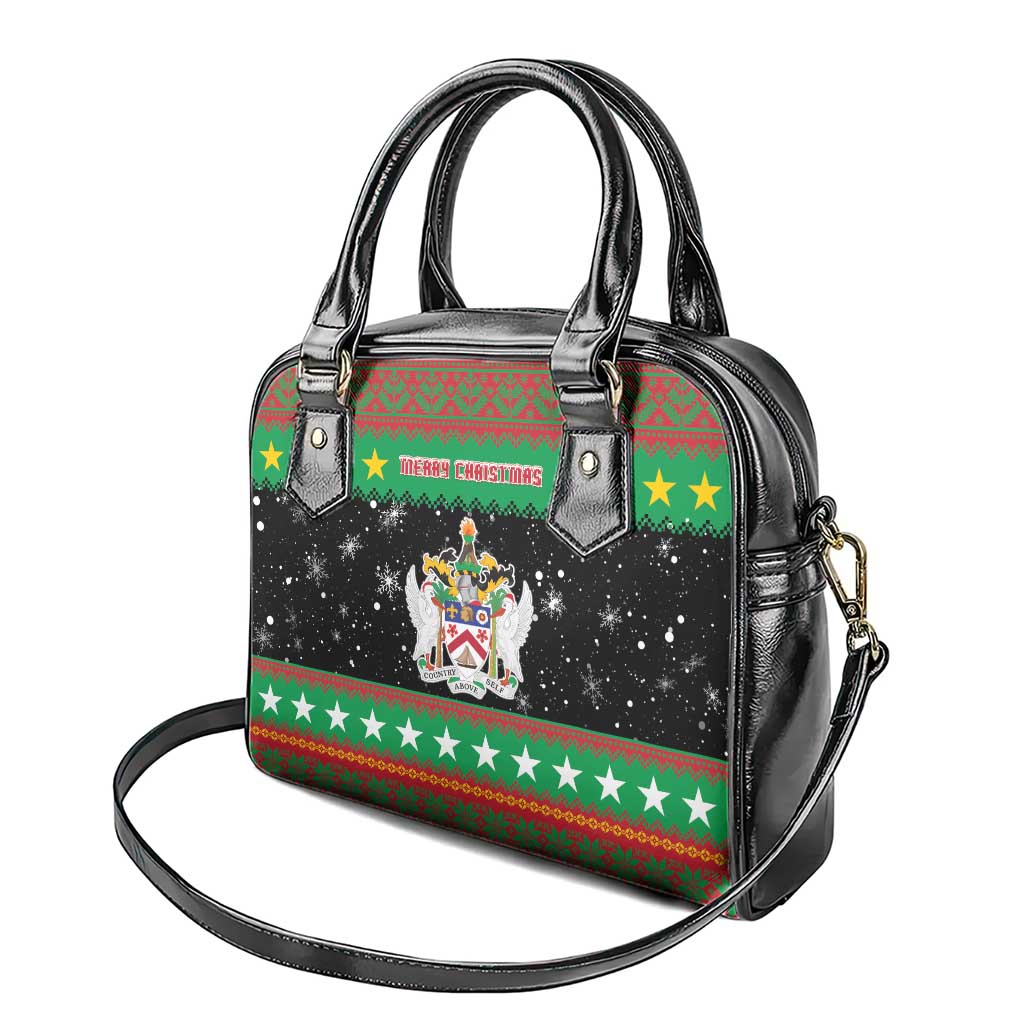 Saint Kitts And Nevis Christmas Shoulder Handbag Coat Of Arms Xmas Vibe - Wonder Print Shop