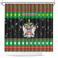 Saint Kitts And Nevis Christmas Shower Curtain Coat Of Arms Xmas Vibe - Wonder Print Shop