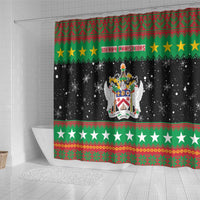 Saint Kitts And Nevis Christmas Shower Curtain Coat Of Arms Xmas Vibe - Wonder Print Shop