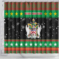 Saint Kitts And Nevis Christmas Shower Curtain Coat Of Arms Xmas Vibe - Wonder Print Shop